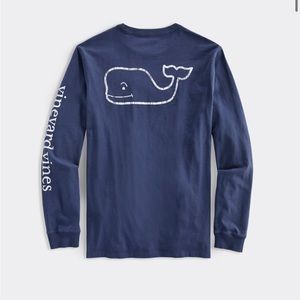 Vintage Whale Long-Sleeve Pocket Tee Vineyard Vines Men’s  Navy Small